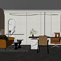 Elegant Modern Office Interior Design With Leather Sofa Marble Desk And Natural Light Plants
