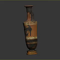 Ancient Vase Sculpture Carving With Classical Red And Black Painted Figures Design