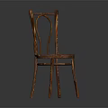 Wooden Leisure Chair With Curved Backrest Round Seat Slender Legs And Classic Design