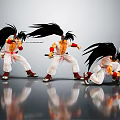 Anime Style Game Character Figures With Red Tops White Pants And Swords