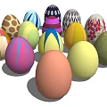 Colorful Painted Egg Decorative Ornament Set With Various Patterns For Home Decoration