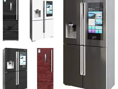 Modern Multi Color Refrigerators With Touchscreen Ice Maker And Sleek Design 3d model