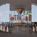 Dior Luxury Retail Display Hall With Circular Platform Metal Structure Lighting And Greenery 3d model