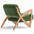 Elegant Green Velvet Lounge Chair with Wooden Arms and Stylish Leg Design