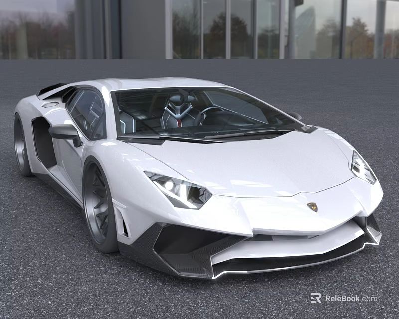 White Sports Car With Sleek Modern Exterior And Aerodynamic Body 3d model 
