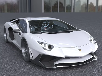 White Sports Car With Sleek Modern Exterior And Aerodynamic Body 3d model
