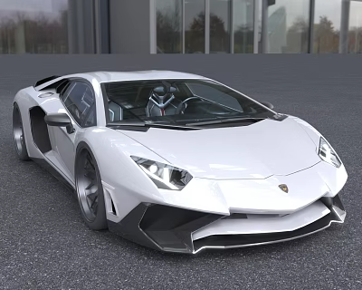 White Sports Car With Sleek Modern Exterior And Aerodynamic Body 3d model