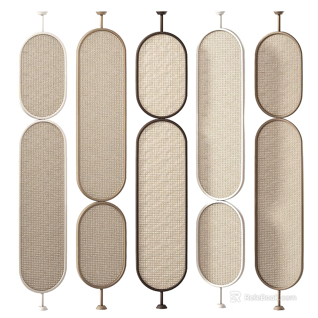 Beige And Brown Mesh Texture Partitions With Different Shapes For Interior Design 3d model