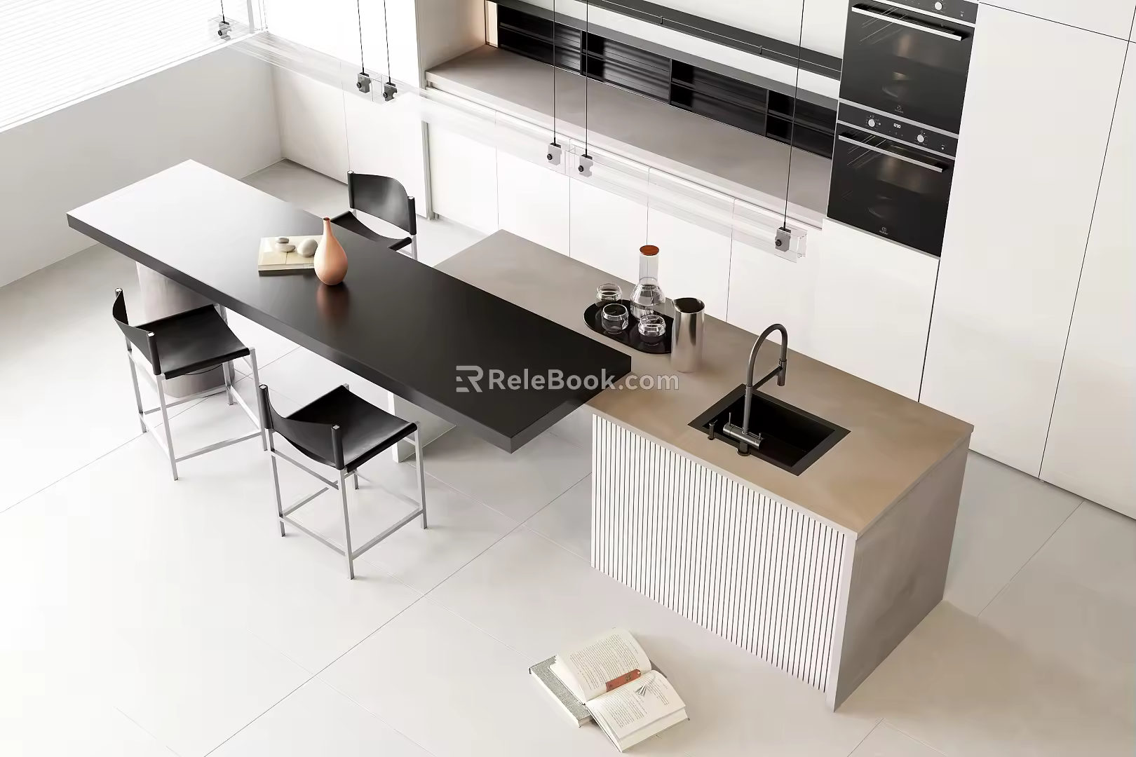 Modern Bar Chair Combination Water Bar Dining Table 3d model