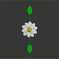 Cartoon Weather Vane with White Flower Smiley Face Center Green Stem Arrow Leaves and Base