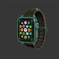 Modern Smartwatch With Black Strap And Colorful App Icons On Screen