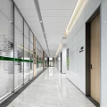 Modern Elevator Hallway Interior With White Walls Lighting And Marble Floor 3d model