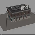 Adidas Two Story Store Building Model With Solar Panel Brick Exterior And Windows