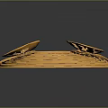 Golden Layered Curved Wall Decor With Intricate Carved Texture And Ornate Design
