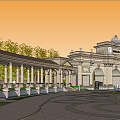 European-style gate Neo-classical park entrance gate 3d model