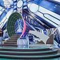 Futuristic Cybercafe Interior With Tech Inspired Design Comfortable Seats And Neon Lights