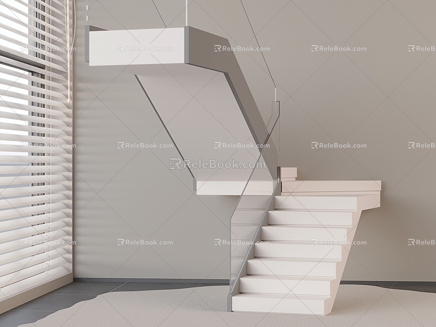 Modern Glass Handrail Stairs Stairs Steps Step Corner Stairs 3d model