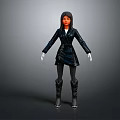3D Game and Movie Character with Black Leather Jacket Long Hair and White Gloves