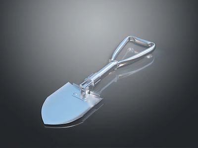 Shiny Silver Metal Shovel With Reflective Surface And Dark Background Reflection 3d model