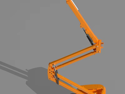 Orange Articulating Boom Utility Vehicle With Telescopic Arm For Aerial Construction Work 3d model