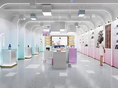 Beauty store online celebrity store cosmetics store gradually changing color 3d model