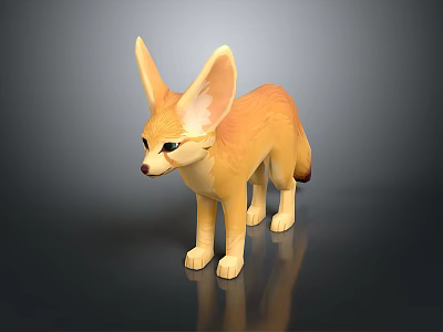 Game and Movie Character 3D Model Fennec Fox with Large Ears and Orange Yellow Fur 3d model