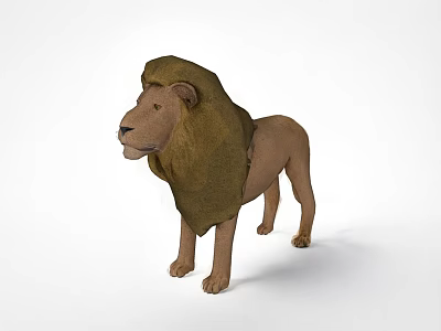 3D Rendered Lion Model With Brown Mane Standing On White Background 3d model