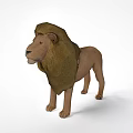 3D Rendered Lion Model With Brown Mane Standing On White Background