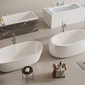 Modern Bathroom Bathtubs With Marble Rectangular And Oval Shapes And Accessories 3d model