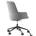 Modern Office Desk and Chair Set with Multi Colored Fabric Seats and Rolling Wheels