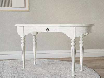 White Entryway Console Table With Carved Legs And Drawer For Hallway Decorative Storage 3d model