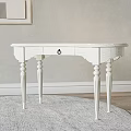 White Entryway Console Table With Carved Legs And Drawer For Hallway Decorative Storage