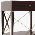 Elegant Dark Brown Wooden Bedside Table With Drawer And Metal Cross Legs Design