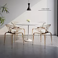Transparent Leisure Chairs in Modern Indoor Setting With Round Table Green Plant And Bright Light
