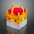 Pixel Style Clothing Accessories Storage Box With Golden Frame Red Pad And Colorful Jewels