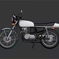 Vintage White Motorcycle with Black Seat Silver Engine Round Headlight and Rearview Mirror