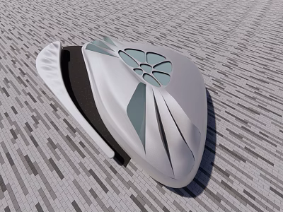 White Modern Decorative Object With Floral Pattern On Tile Floor 3d model