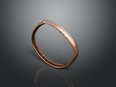 Hand Carved Copper Bracelet With Sculptural Textured Surface And Artistic Details 3d model