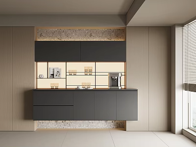Elegant Modern Wine Cabinet Interior Design With Glass Shelves And LED Lighting Accents 3d model