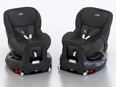 Black Child Safety Seats With Harness Straps And Base Supports 3d model