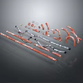 Orange And White Decorative Strips With Various Curved And Straight Shapes