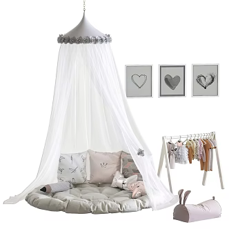 Children's Bed Mosquito Net Cloth Mantle Bed Mantle Hanger 3d model