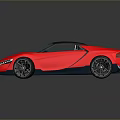 Red Modern Sports Car With Sleek Design Black Roof And Blue Windows