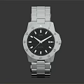 Modern Metallic Watch Featuring Silver Stainless Steel Strap And Black Dial With Index Markers