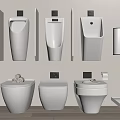 White Modern Toilet Collection With Wall Mounted And Floor Standing Designs On Wooden Floor