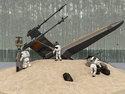 Children's sandpit space theme activity area 3d model Children's sandpit space theme activity area 3d model