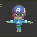 Cute Superhero Style Cartoon Character Featuring Blue Helmet Green Eyes Red Gloves And Boots