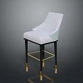Light Colored Upholstered Bar Stool With Black Legs And Gold Accents