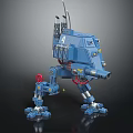 Blue Mechanical Four Legged Robot Character With Weapon Antenna And Sci Fi Creature Design Number 4