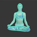 Woman Practicing Yoga In Lotus Pose Wearing Blue White Pattern Yoga Outfit